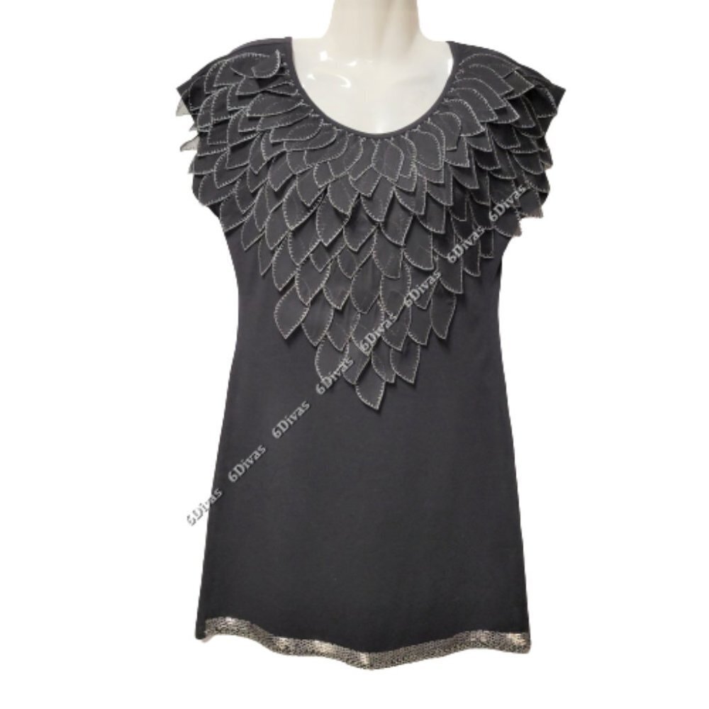PINK Martini Black Cotton Dress With Silver Accents Size S